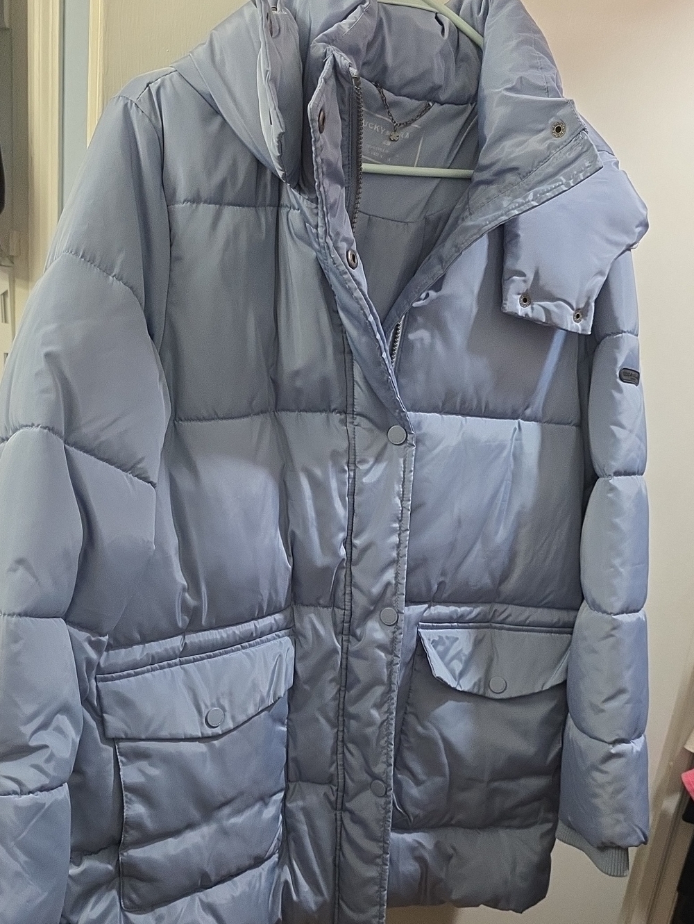 Lucky Brand Light Blue Quilted Puffer Coat with Hood